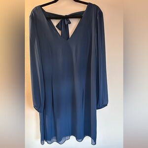 Macy's Classic Long Sleeve Dress in Deep Blue